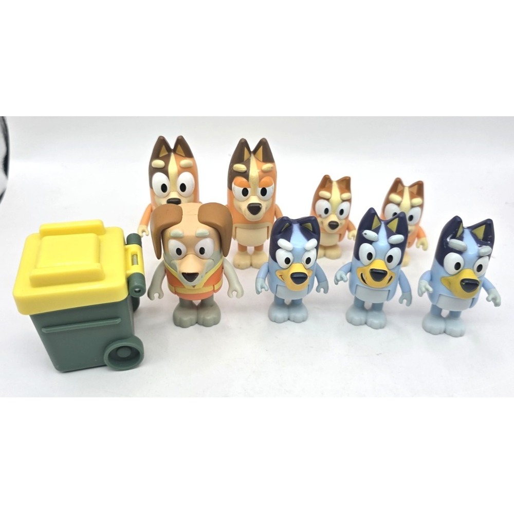 Bluey and Friends Mini Figures Lot‎ Of 8 Toys Bluey Bingo Chilli Bin Man